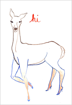 Hi Deer. 6"x4" watercolor. 2011. SOLD.